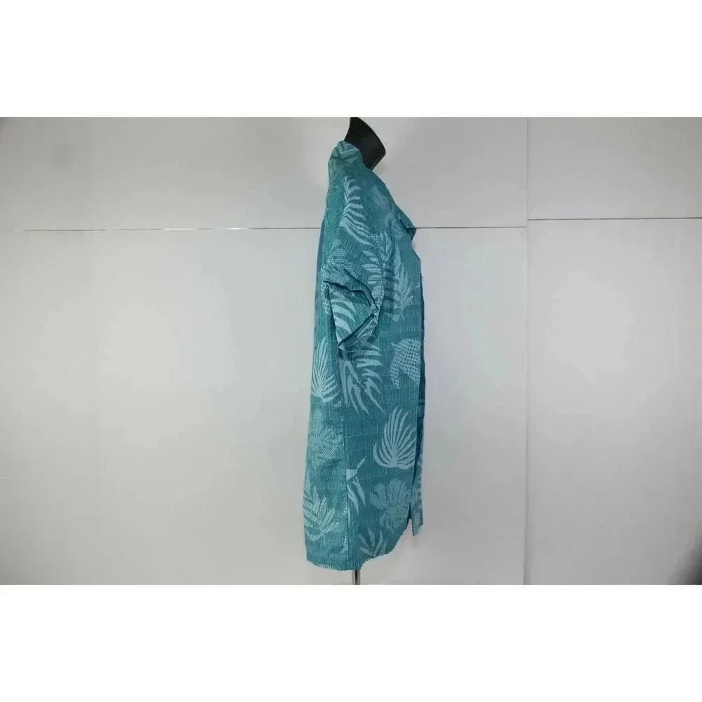 Palmwave Hawaii Cotton Floral Green Button Down Mens Shirt Size Small - Picture 3 of 6